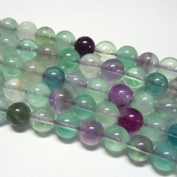 Natural Fluorite Beads Strands, Grade A, Round, 10mm, Hole: 1mm