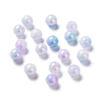 Two Tone Opaque Acrylic Beads, Round, Sky Blue, 8mm, Hole: 1.8mm, about 2000pcs/500g