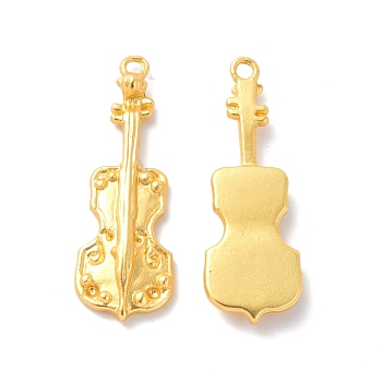 Rack Plating Alloy Pendant Rhinestone Settings, Cadmium Free & Lead Free & Nickle Free, Guitar, Matte Gold Color, Fit for 1mm Rhinestone, 32x11x3.5mm, Hole: 1.6mm