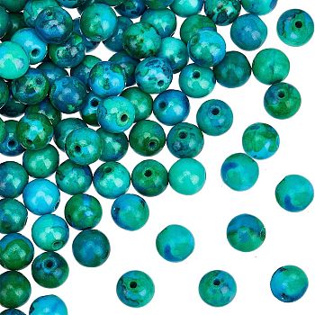 3 Strands Natural Chrysocolla Beads Strands, Dyed, Round, 8mm, Hole: 1.4mm, about 33pcs/strand, 10 inch(25.5cm)