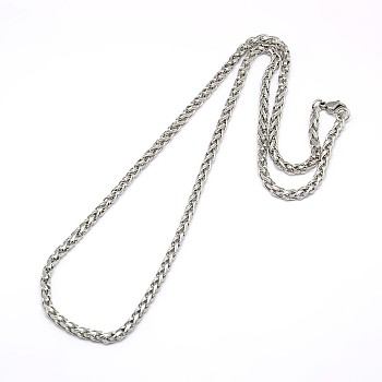 304 Stainless Steel Wheat Chain Necklace Making, Stainless Steel Color, 19.88 inch(50.5cm), 4mm