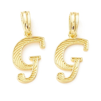 Rack Plating Eco-Friendly Brass Letter Pendants, Real 18K Gold Long-Lasting Plated, Cadmium Free & Lead Free, Letter.G, 19x10.5x1.4mm, Hole: 6.5x3.3mm
