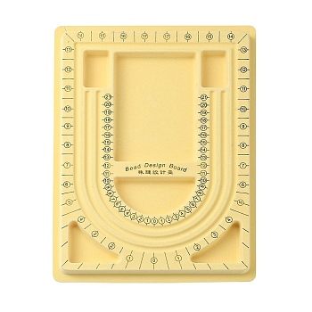 Plastic Rectangle Bead Design Boards, Necklace Design Board, Flocked, 9.25x12.80x0.79 inch, Light Yellow