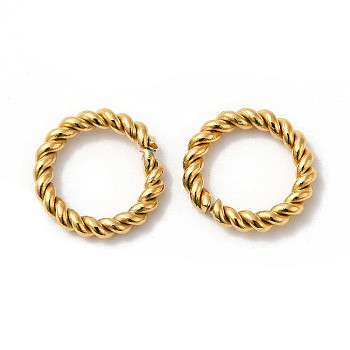 Manual Polishing 304 Stainless Steel Link Rings, Twisted Ring Quick Link Connector, Real 18K Gold Plated, 12x2mm, Inner Diameter: 8.5mm