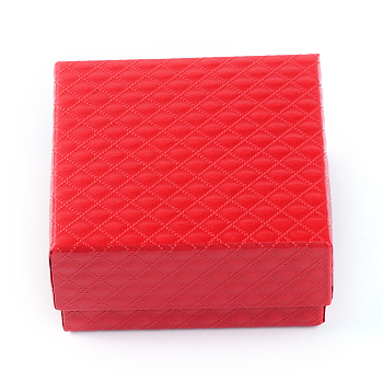 Cardboard Jewelry Set Boxes, with Sponge Inside, Square, Red, 7.3x7.3x3.5cm