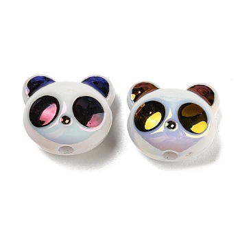 UV Plating Iridescent Acrylic Beads, AB Color, Panda, White, 17x18.5x12.8mm, Hole: 2.5mm