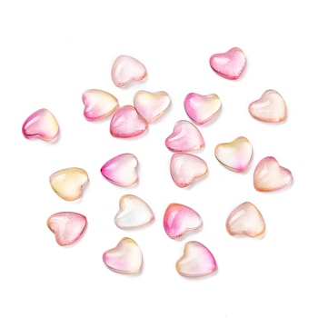 Transparent Glass Cabochons, Heart, Thistle, 8x8x3mm