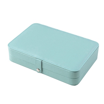 Imitation Leather Box, Jewelry Organizer, for Necklaces, Rings, Earrings and Pendants, Rectangle, Pale Turquoise, 21x14.5x4.5cm