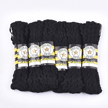 Polypropylene Fiber Ribbons, Wave Shape, Black, 7~8mm, 15yard/bundle, 6bundles/bag