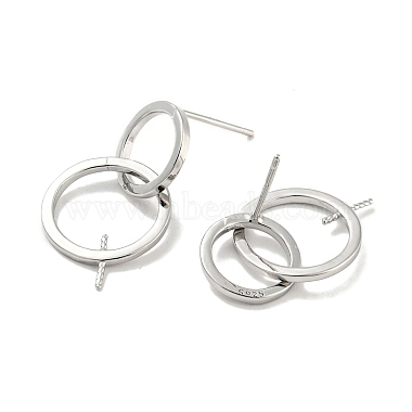 двойные кольца с родиевым покрытием 925 фурнитура для серег-пусет из стерлингового серебра(STER-Q192-27P)-2