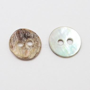 2-Hole Flat Round Mother of Pearl Buttons(SHEL-N033-06-9mm)-2