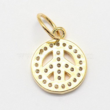 CZ Brass Micro Pave Cubic Zirconia Peace Sign Charms(ZIRC-L018-05)-3