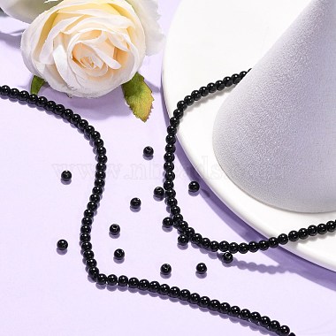 Synthetic Black Stone Beads Strands(G-G088-4mm)-5