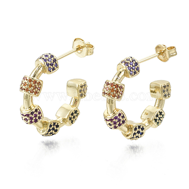 Colorful Alphabet Brass Stud Earrings