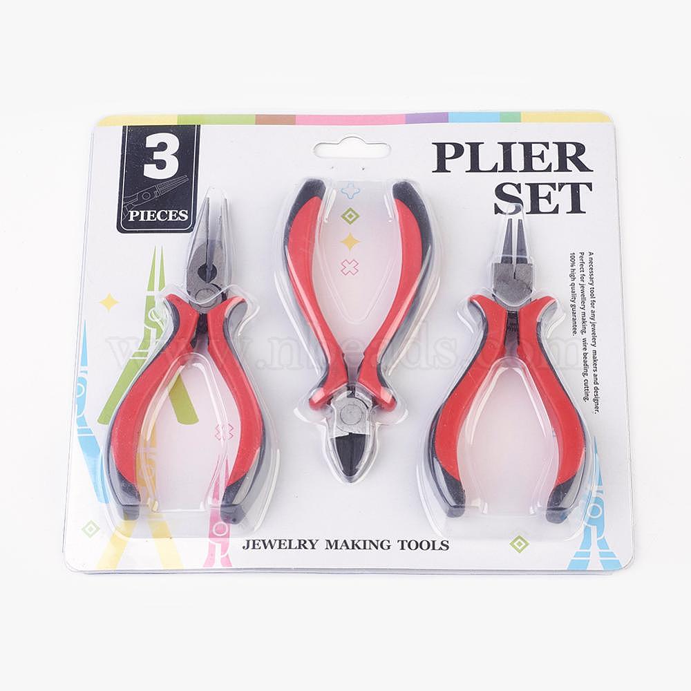 3pcs STEEL ROUND NOSE PLIERS CUTTER BEADING JEWELRY MAKING CRAFT TOOL KIT