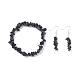 Natural Obsidian Chips Beaded Jewelry Set(SJEW-JS01232-01)-1