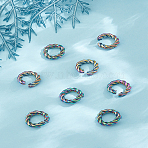 8Pcs 304 Stainless Steel Open Jump Rings, Twisted Round, Rainbow Color, 11x3mm, 9 Gauge, Inner Diameter: 6mm, 8pcs/set(STAS-LP0004-81)