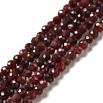 Natural Garnet Beads Strands, Faceted, Round, 3~3.5mm, Hole: 0.6mm, about 130pcs/strand, 38cm(G-I341-09B)