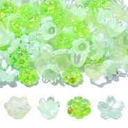 DIY Flower Plastic & Acrylic Beads Jewelry Making Finding Kit, Lime Green, 7~11x9.5~11.5x4~8.5mm, Hole: 1~1.4mm, 100Pcs/set(DIY-YW0008-78D)