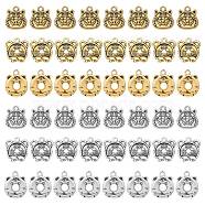 SUPERFINDINGS 48Pcs 6 Style Tibetan Style Alloy Pendants, Tiger Charms, Antique Silver & Antique Golden, 13~27x12~15x2~4mm, hole: 1.6~2mm, 8pcs/Style(TIBEP-FH0001-19)