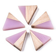 Translucent Resin & Wood Cabochons, Triangle, Plum, 15x14.5x3mm(X-CRES-N028-001A-A06)