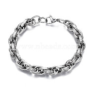201 Stainless Steel Rope Chain Bracelet for Men Women, Stainless Steel Color, 8-1/8 inch(20.5cm)(BJEW-S057-66)