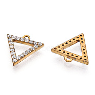 Brass Micro Pave Clear Cubic Zirconia Charms, Triangle, Nickel Free, Unplated, 11.5~12x11.5x2mm, Hole: 1mm(ZIRC-Q002-150C-NF)