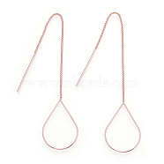 Brass Stud Earring Findings, Ear Threads, Teardrop, Rose Gold, 105~115mm(include pin length), 25x16.5mm, pin: 0.6mm(X-KK-S345-066RG)