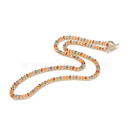 Brass Curb Chain Necklaces, with Enamel and 304 Stainless Steel Toggle Clasps, Real 18K Gold Plated, Colorful, 17.91~18.11 inch(45.5~46cm)(X-NJEW-JN03097-04)