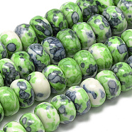 Synthetic Ocean White Jade Beads Strands, Dyed, Rondelle, Lime Green, 10x5~6mm, Hole: 1.5mm about 72pcs/strand, 16.3 inch(G-S257-5x10mm-11)