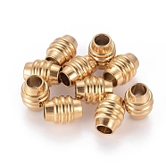 304 Stainless Steel Beads, Ion Plating (IP), Barrel, Golden, 12x14mm, Hole: 6mm(STAS-E035-2B)