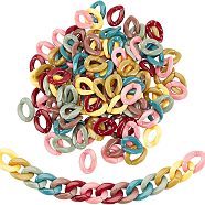 Opaque Acrylic Linking Rings, Quick Link Connectors, For Curb Chains Making, Twist, Mixed Color, 22x16.5x5.5mm, Inner Measure: 12x6mm, 7 colors, 20pcs/color, 140pcs/set(OACR-FH0001-004)