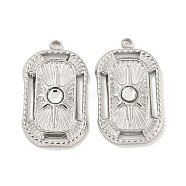 304 Stainless Steel Rhinestone Pendants, Rectangle with Sun Charm, Stainless Steel Color, 21.5x12.5x3mm, Hole: 1.4mm(STAS-P356-40P)