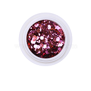 Hexagon Shining Nail Art Decoration Accessories, with Glitter Powder and Sequins, DIY Sparkly Paillette Tips Nail, Orchid, Powder: 0.1~0.5x0.1~0.5mm, Sequin: 0.5~3.5x0.5~3.5mm, about 0.7g/box(MRMJ-T063-545K)