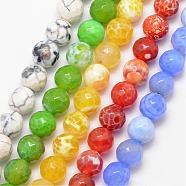 Natural Agate Bead Strands, Round, Grade A, Faceted, Dyed & Heated, Mixed Color, 6mm, Hole: 1mm, about 61pcs/strand, 15 inch(G-K166-07F-6mm)