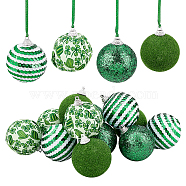 Saint Patrick's Day Theme Foam Ball Pendant Decorations, Decorative Balls, with Polyseter Ribbon, Green, Ball: 46.5~48.5x56.5~59mm, Hole: 2.5~3x3~4mm, 12pcs(AJEW-WH0317-93B)
