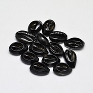 Natural Cowrie Shell Beads, Dyed, Oval, No Hole, Black, 5~20x10~13x5~7mm(BSHE-O007-55C)