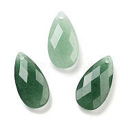 Natural Green Aventurine Pendants, Faceted Teardrop Charms, 24x12.5x6mm, Hole: 1.2mm(G-H007-08H)