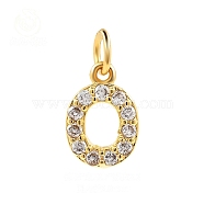 Brass Cubic Zirconia Pendants with Jump Rings, Real 18K Gold Plated, Letter O, 15x10.7x2.2mm, Hole: 2.8mm(FIND-PW0024-09O)