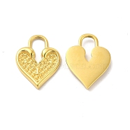 Ion Plating(IP) 304 Stainless Steel Pendant Rhinestone Settings, Heart Lock, Real 14K Gold Plated, Fit For 1mm Rhinestone, 18.5x14x2.3mm, Hole: 4x8mm(STAS-F284-28G)