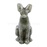 Natural Labradorite Carved Egyptian Cat Figurines Statues for Home Office Desktop Decoration, 30x80mm(PW-WG23706-08)