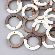 Resin & Walnut Wood Pendants, Ring, White, 28x3mm, Hole: 1.5mm(RESI-S358-04A)