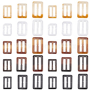 30Pcs 15 Style Rectangle Shape Resin Buckle Clasps, For Doll Webbing, Strapping Bags, Garment Accessories, Mixed Color, 30~34x41.5~51x3.5~4mm, Inner Diameter: 8~8.5x30.5~38mm, 2pcs/style(RESI-FG0001-03)