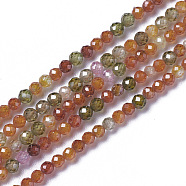 Cubic Zirconia Beads Strands, Faceted, Round, Colorful, 3x2.5~3mm, Hole: 0.3mm, about 114~141pcs/strand, 15.1~16.4 inch(38.4~41.8cm)(G-F596-48A-3mm)