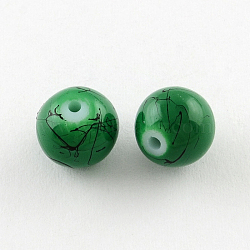 Drawbench Glass Bead Strands, Round, Green, 4mm, Hole: 1.1~1.3mm, about 200pcs/strand, 31.4 inch(GLAD-S074-4mm-B74)