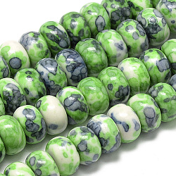 Synthetic Ocean White Jade Beads Strands, Dyed, Rondelle, Lime Green, 10x5~6mm, Hole: 1.5mm about 72pcs/strand, 16.3 inch(G-S257-5x10mm-11)