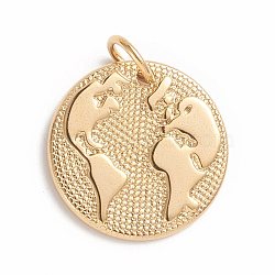 Ion Plating(IP) 304 Stainless Steel Pendants, with Jump Ring, Earth, Golden, 21x2mm, Hole: 5mm(STAS-E486-10G)