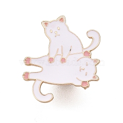 Cat Enamel Pins, Alloy Brooches for Backpack Clothes, White, 27x24mm(JEWB-N001-21G)