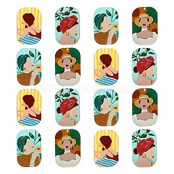 20Pcs 4 Styles Opaque Resin Pendants, Embossed Printed, Rounded Rectangle with Women Portrait, Colorful, 39.5x26x2.5mm, Hole: 1.6mm, 5pcs/style(RESI-CJ0002-18)