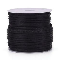 Nylon Cord, Satin Rattail Cord, for Beading Jewelry Making, Chinese Knotting, Black, 1.5mm, about 16.4 yards(15m)/roll(NWIR-L006-1.5mm-02)